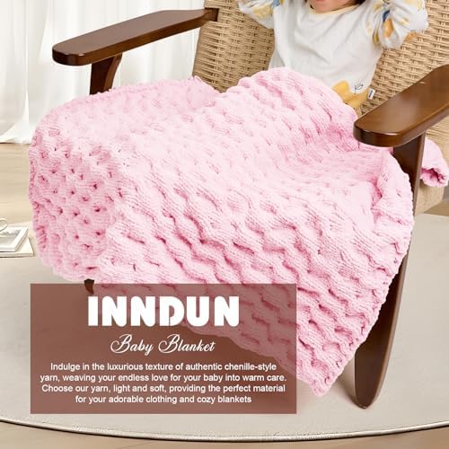 INNDUN Blanket Yarn 100g/3.5oz - Pink Chenille Yarn 6 Super Bulky - 72 Yards - Knitting, Crocheting & Crafts Chunky Yarn
