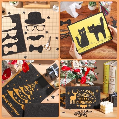 25 Sheets Black Glitter Cardstock 92lb Thick Sparkle Paper 8.5 x 11in