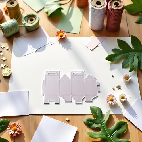Silver Cutting Dies Gift Box Stencil, Cutting Dies Embossing Card Making Die Cuts Scrapbooking Dies Cut Stencil for DIY Scrapbook Album Paper Card,Die-Cutting and Embossing,Scrapbooking Die-Cuts