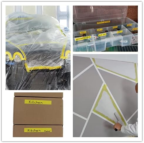 Yellow Painters Tape,1 Inch x 60 Yards x 10 Rolls (600 Yards Total)