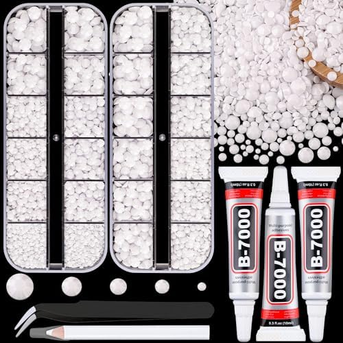 TINKRSTUFF Resin Jelly Rhinestones for Crafting with B7000 Jewelry Glue, 2 Boxes White Flatback Crystals with 3Pcs 10ml Glue, Bedazzling Non Hotfix Gems for DIY Tumblers Clothing Shoes Manicure