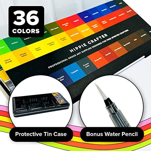 Professional Watercolor Paint Set, 36 Water Colors, Painting Kit with Palette and Brush Pen, Portable Watercolor Paints for Travel and Art Projects