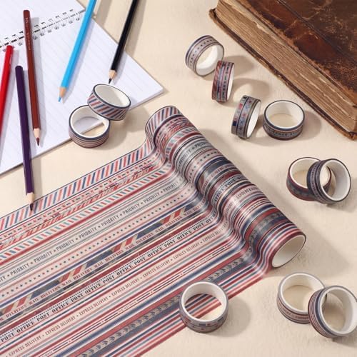 24 Rolls Airmail Postal Washi Tape Vintage Air Mail Gifts Bulk