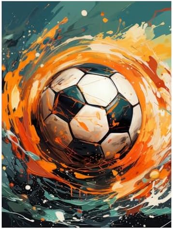 AUKELHJ Soccer Diamond Art Kits for Adults, Diamond Painting, 12x16 Inch
