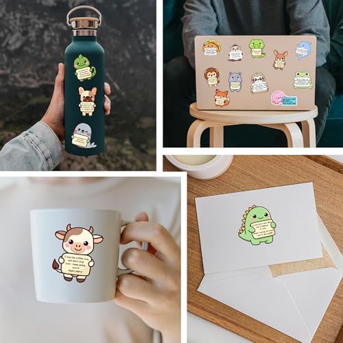 200PCS Emotional Support Animal Stickers by Puraesla– Affirmation Sticker Pack for Adults or Kids Cute Inspirational Buddies for Water Bottles, Laptops, Phones, Positive Quote Vinyl