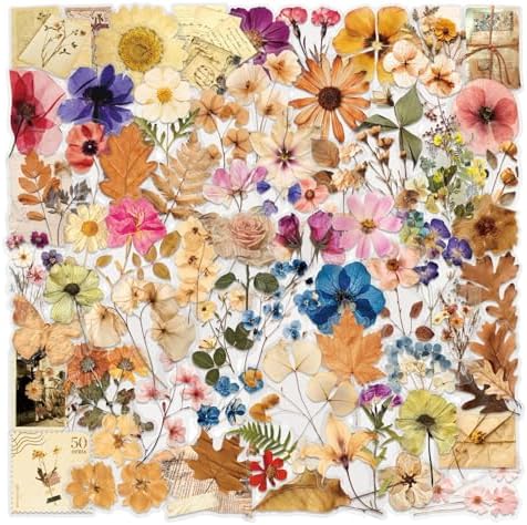 100PCS Transparent Flora Scrapbook Stickers, Vintage Aesthetic Flowers Sticker for Scrapbooks Travel Journal, Vinyl Waterproof for Water Bottles Laptop Phone Scrapbook Supplies DIY Crafts (Flower-AB)