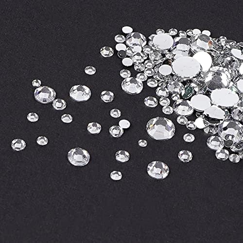 Canvalite 1500PCS Rhinestones Flat Back Gems, Nail Rhinestones Nail Art Gems with Pick Up Tweezers and Rhinestone Picker Dotting Pen, Nail Art Tools for Nails, Clothes, Face, Craft