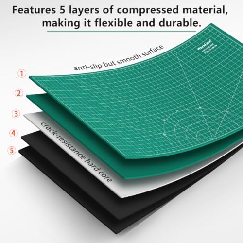 WorkLion Large self healing cutting mat: 47''x23'' Double-Sided Craft Cutting Board for Table, Slip-Resistant 5-Ply Large Cutting Mat for Sewing,Fabric & Crafts (Green/Black)