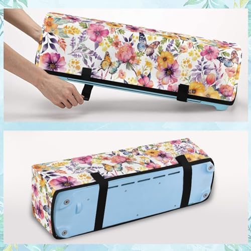 Binienty Flower and Butterfly Scrapbooking Die-Cut Machines Cover with Pockets Carrying Bag Compatible with Cricut Explore Air and Maker