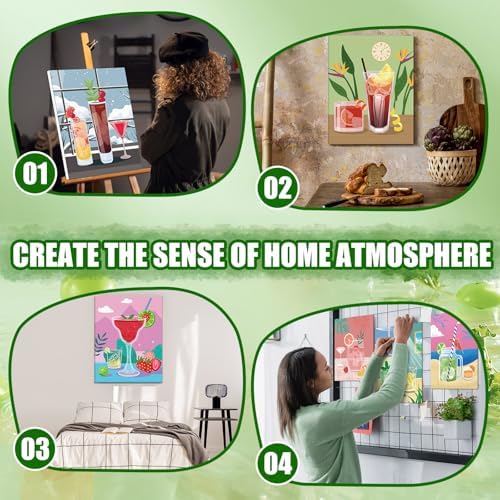 Sherr 20 Pcs Pre Drawn Canvas Cocktail for Painting for Adults