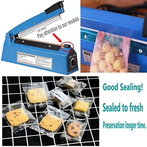 Impulse Heat Sealer Manual Bags Sealer Heat Sealing Machine 12 Inch Impulse Sealer Machine for Plastic Bags PE PP Bags with Extra Replace Element Grip