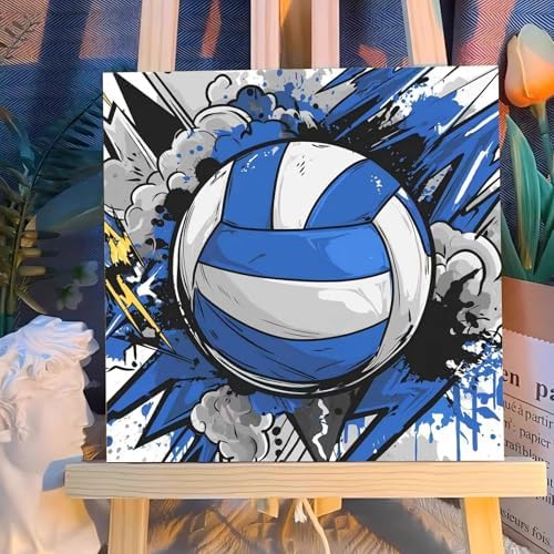 Reivworl Volleyball Paint by Numbers Kit for Kids with Frame 8×8 inch