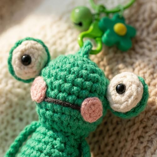 minimal beee Frog Crochet Kit for Beginners, Easy Yarn Video Tutorial