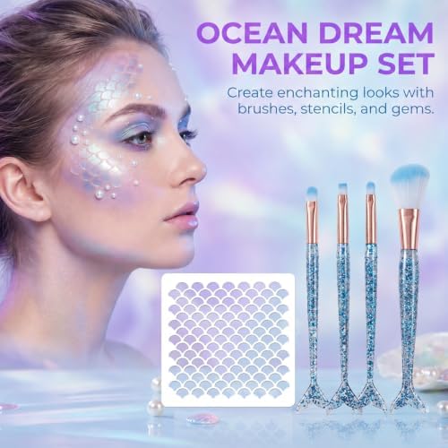 Mermaid Scale Stencil Set, Mermaid Face Makeup Templates