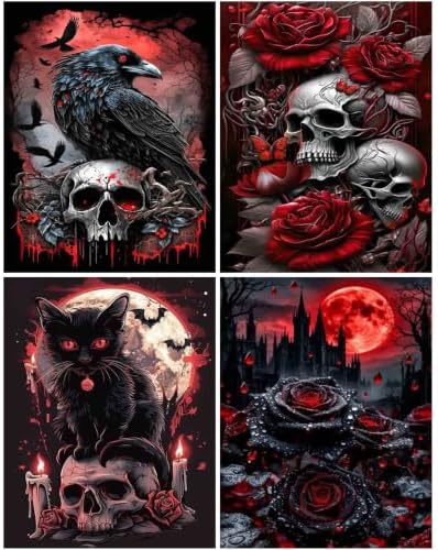 4 Pack Gothic Diamond Art Kits for Adults,Diamond Painting Kit for Beginner