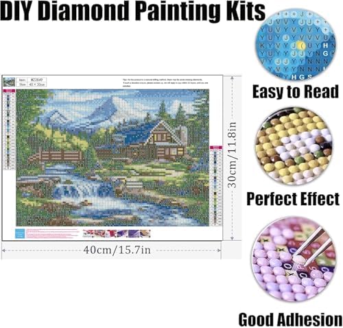 WNPOKN Cabin Diamond Art Kits for Adults 16 x 12 inch
