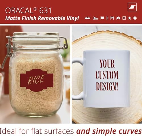 ORACAL 631 Matte Burgundy Vinyl Durable Roll Easy to Weed Permanent Adhesive Craft Vinyl for Plotting Machines, Decals & DIY Projects 12” x 10ft