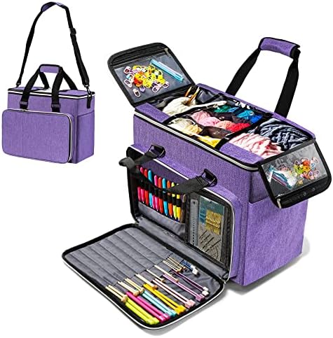 MYBAGZING Knitting Bag, Large Crochet Bag, Crochet Tote Bag, Yarn Bags for Crocheting, Yarn Storage Organizer for Knitting & Crochet Supplies
