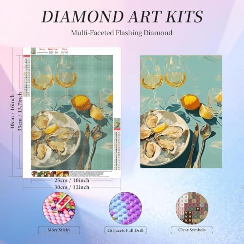 Oysters Diamond Art Kits for Adults, Round Diamond Painting 12x16 Inch