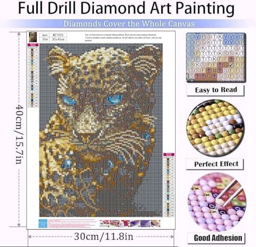 Xylogist Black Cheetah Diamond Art Kits for Adults 12 x 16 Inch