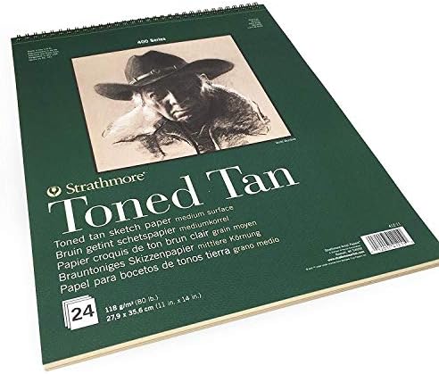 Strathmore 400 Series Wire Bound Toned Sketch Pad, 80 lb. Paper, 11 X 14 inches, Tan, 50 Sheets (412-11)