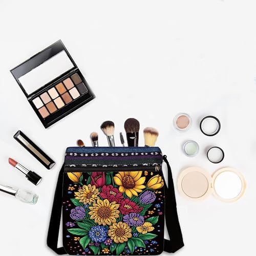 Diamond Painting Crossbody Bag - DIY Diamond Art Kits for Adults, PU Leather Shoulder Bag with Zipper, Flower Pattern Art Bag for Women