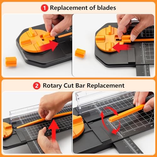 Ecraft 4-in-1 Paper Cutter - 12" Paper Trimmer Multi-Function Scrapbooking Tool with Straight, Wave, Perforated & Creasing Blades for Craft Paper,Cardstock, Coupon, Label, Photo,Postcard (Black)