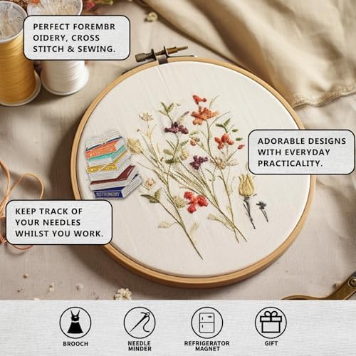 Magnetic Needle Minder Magnet Embroidery Accessories and Supplies Embroidery Needle Holder Cross Stitch Holder Needlework Supplies (Book)
