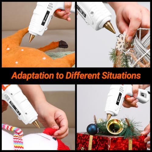 Hot Glue Gun Full Size: DEKOPRO 60/100Watt Dual Temp Hot Glue Gun Kit with 25 Glue Sticks, Organize Storage Case, Heavy Duty Heat Glue Gun Tool Set for Home Repair, Art & Crafts, DIY White
