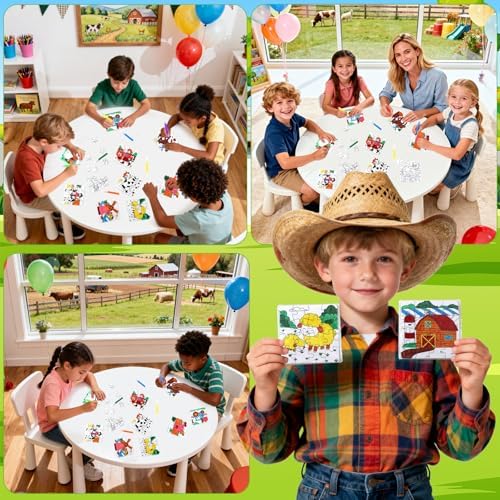24 Sets Farm Animals Toddler Puzzles Ages 2-4 Bulk, Farm Party Favors Crafts DIY Paper Jigsaw Kit with Cow Dog Sheep, Fall Art Coloring Blank Puzzle for Classroom Gift Birthday Fun Games Toys Supplies