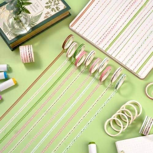 EORTA 30 Rolls Pastel Floral Washi Tape Set, Thin 5mm Skinny Masking Tape, Decorative Planner Tape for Scrapbooking, Journaling, Gift Wrapping & DIY Crafts (Soft Aesthetic Tones, 5mm)