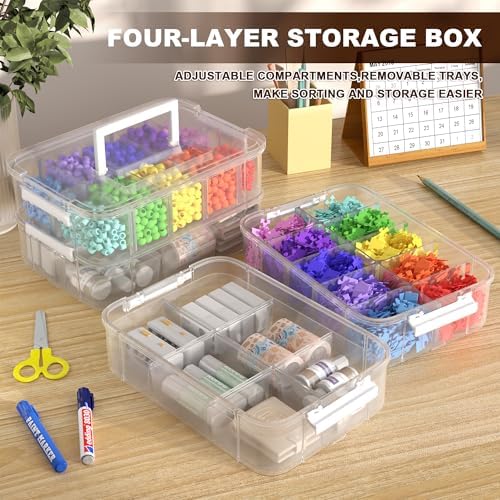 Heavy Duty Craft Storage Box with Handle with 20 compartments and 2 Trays