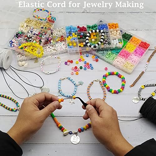 LUSTEMBER Elastic String for Bracelets, 2 Rolls 1 mm Sturdy Stretchy Elastic Cord for Jewelry Making, Necklaces, Beading (Pack of 2)