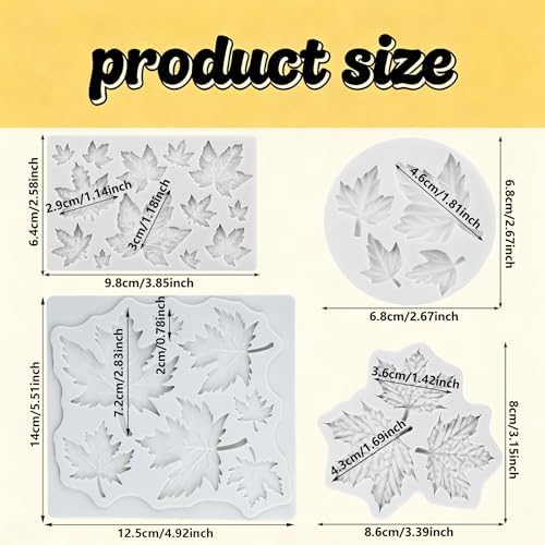 Maple Leaf Polymer Clay Mold Leaf Silicone Molds Set of 4