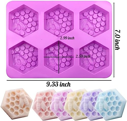 Honeycomb Silicone Molds, 2 Pack Honeycomb Soap Mold 12 Cavity | Hexagon Bee Honeycomb Molds for Homemade Soap Lotion Bar Wax Melt Beeswax Candle, Non-stick Baking Mold for Muffin Chocolate