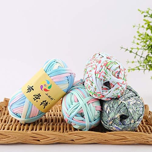 iSuperb 1 Pack Knitting Yarn Colorful Cloth T-Shirt Yarn Fabric Crochet Cloth for DIY Knitted Art Basket Bag - 100g