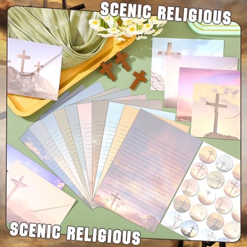 TaoBary 160 Pcs Religious Letter with Cross Stationery Paper and Envelopes