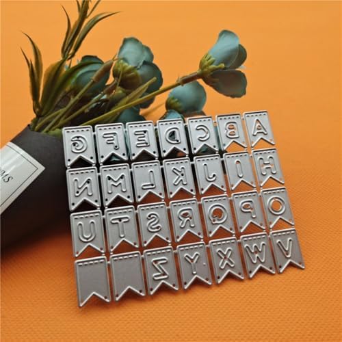 Scrapbooking Die-Cuts, Layer Frame Net Set Metal Cutting Dies for Card Making, Paper Craft Template, Background Embossing Stencils, DIY Album Décor (English Letter Set-9.7x7.6cm)