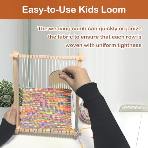 LYKTRIX Weaving Loom for Kids Age 6-12,Small Wooden Weaving Loom Kit,Suitable for Beginners and Children, 9 * 11 inch Knitting Loom Kit Includes Instructions and Enough Yarn 28×24cm