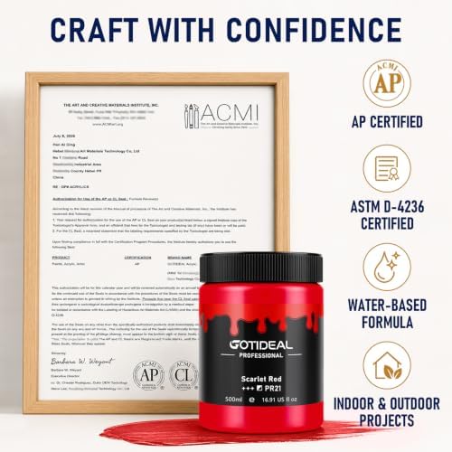 GOTIDEAL Red Acrylic Paint, Scarlet Red Large Paint (500ml/16.9oz)