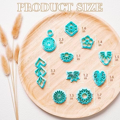 TAINSKY Polymer Clay Cutters, Floral Clay Cutters for Polymer Clay Jewelry, 13 Shapes Flower Clay Earrings Cutters