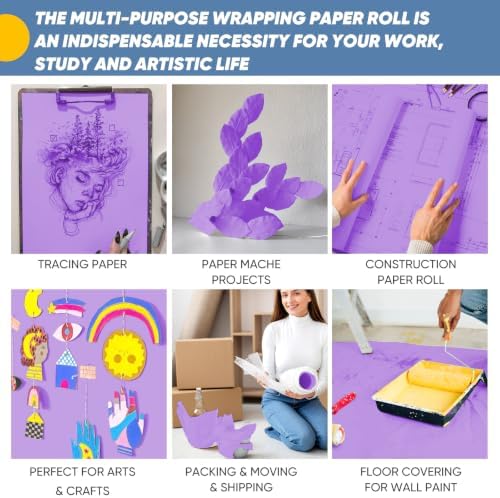 Purple Wrapping Paper,15"x900" Art Craft Paper Roll Bulletin Board Paper
