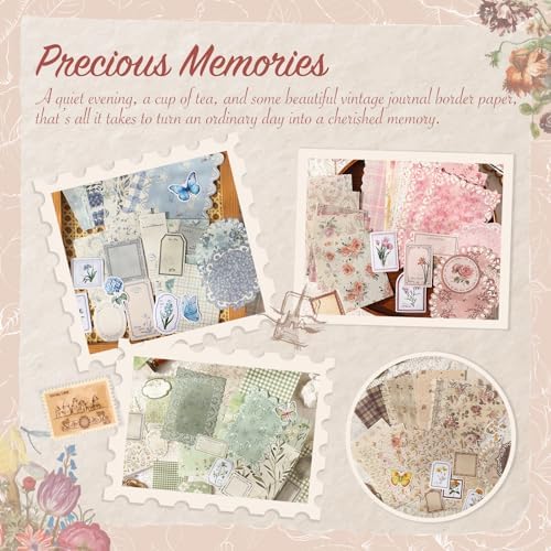 400Pcs Floral Scrapbook Supplies Kit,Junk Journal Supply for Beginner