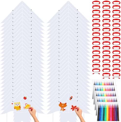 Libima 50 Pcs DIY Blank Kites for Kids Bulk Large Kite Making Kit Easy to Fly Set Party with Watercolor Pens and String Decorating Coloring Party Set for Craft Outdoor Games (Swallow Fish)