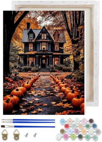 Halloween Paint by Numbers Kit for Adults Beginner with Framed 10x12 Inch