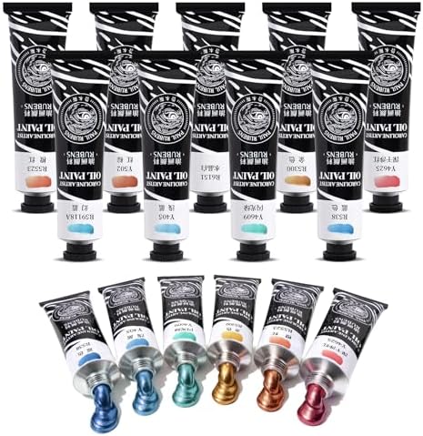 Paul Rubens Metallic Oil Paint Set,9 Colors*60 ml Large Professional Tubes | Oil Based Paint for Canvas Paint, High Saturation and Consistency, Oil Paints Supplies for Artists, Students, Beginners