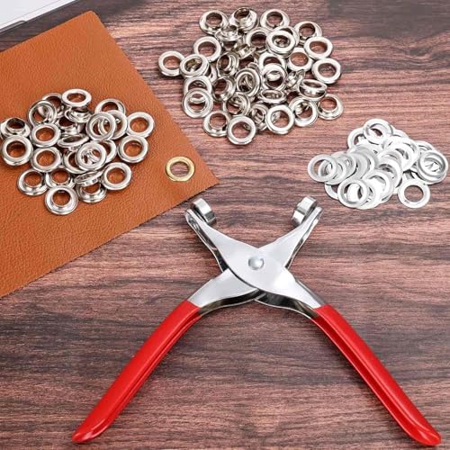 643Pcs Grommet Tool Kit 12mm 1/2 Inch(Inside Hole Size) Eyelet Kit with 320Pcs Eyelets Grommets, 320Pcs Washers and Grommet Eyelet Pliers for Leather/Belt/Shoes/Crafts