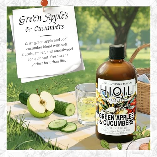 HIQILI Green Apples & Cucumbers Fragrance Oil for Candle, Soap & Perfume