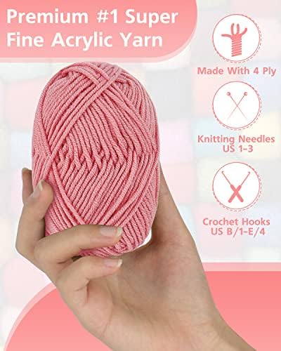 Coopay 14 Colors AcrylicYarn Set for Crochet & Knitting, Mini Yarn Skeins