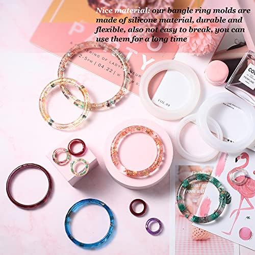 Syhood 9 Pieces Resin Bracelet Molds Silicone Round with Ring Mold Set